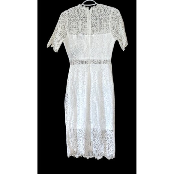 Lulu's Women's Remarkable Sheer Lace Short Sleeve Dress White Size S NWT - Picture 4 of 12
